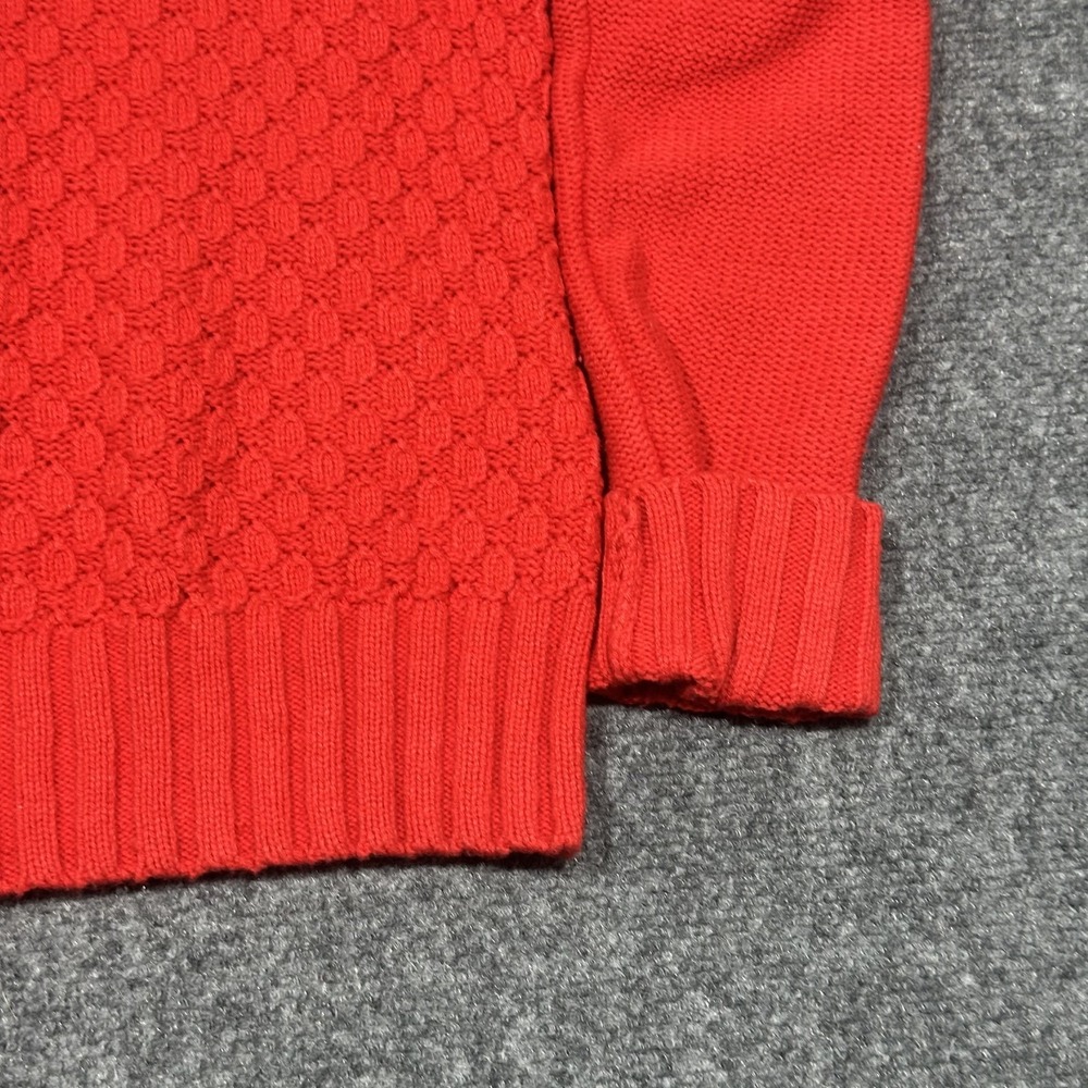 IZOD Mens Red V-Neck Textured Popcorn Knit Cotton Blend Sweater Size S - Picture 5 of 10
